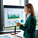 Sustainable Business Strategy**

"A professional businesswoman in a fully clothed, modest business suit, reviewing charts and graphs showing environmental and social impact metrics in a modern office. The office has large windows overlooking a green, thriving urban landscape. Focus on data visualization and responsible corporate governance. Appropriate attire, safe for work, perfect anatomy, natural proportions, professional."

**